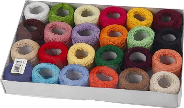 Creativ Company Mercerised Katoengaren, Diverse Kleuren, 20 gr, 24 Bol (125 m)