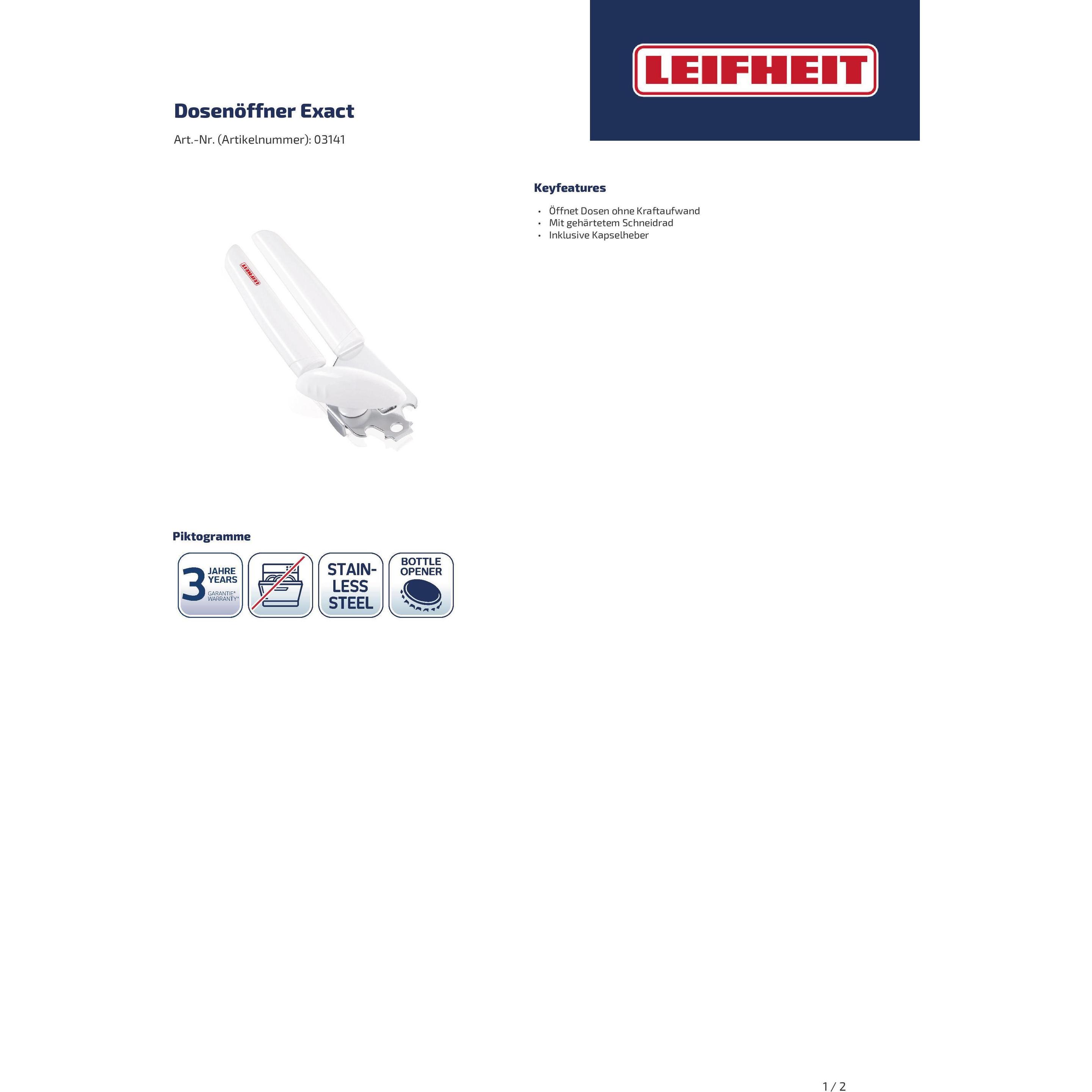 Thumbnail - Leifheit Dosenöffner Exact ComfortLine, Küchengadgets, Weiss