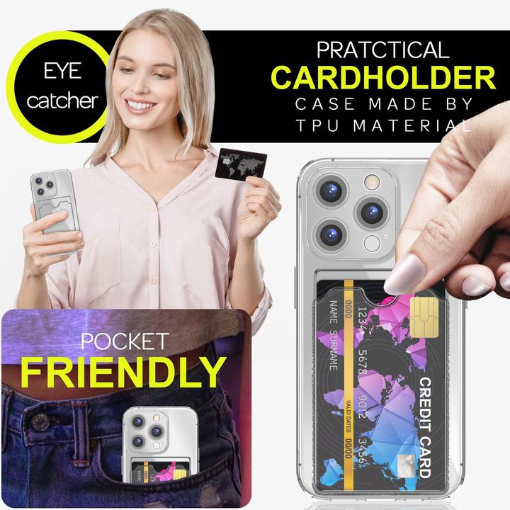 Immagine prodotto Nalia Portacarte trasparente in silicone trasparente al neon (Apple iPhone 16 Pro Max)