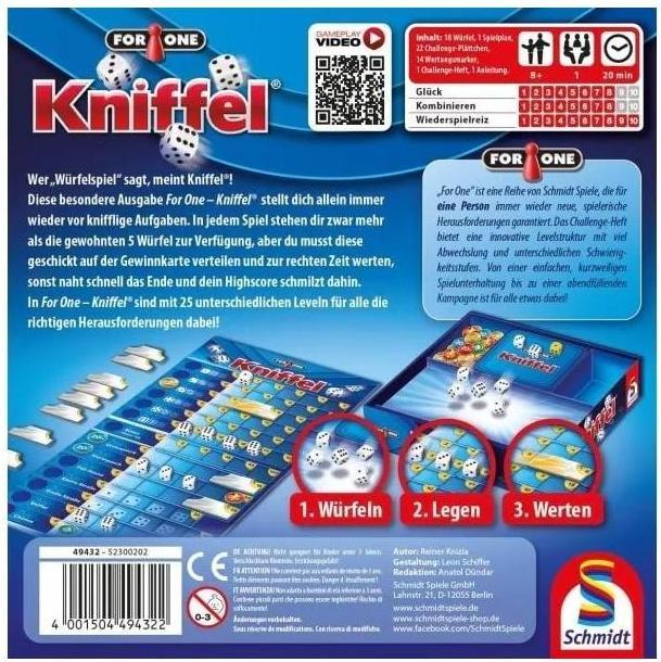 Actual product image Schmidt Spiele For One Kniffel (d) (German)