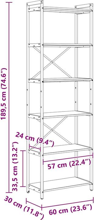 Actual product image vidaXL Bücherregal (30 x 30 x 189.50 cm)