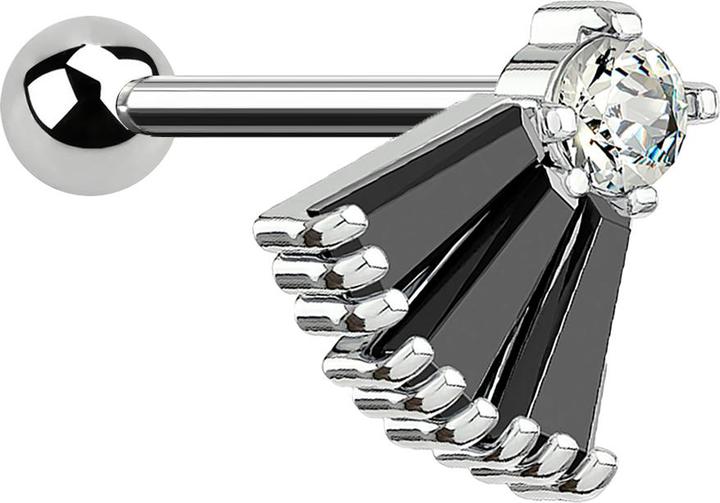 Immagine prodotto Star Piercing Micro Barbell silber Fächer schwarz (Ottone, Acciaio chirurgico 316L)