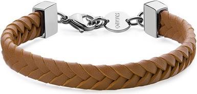 Actual product image Sagapo S'Agapo Ripple Srp74 Brown Faux Leather Men's Bracelet (Faux leather)