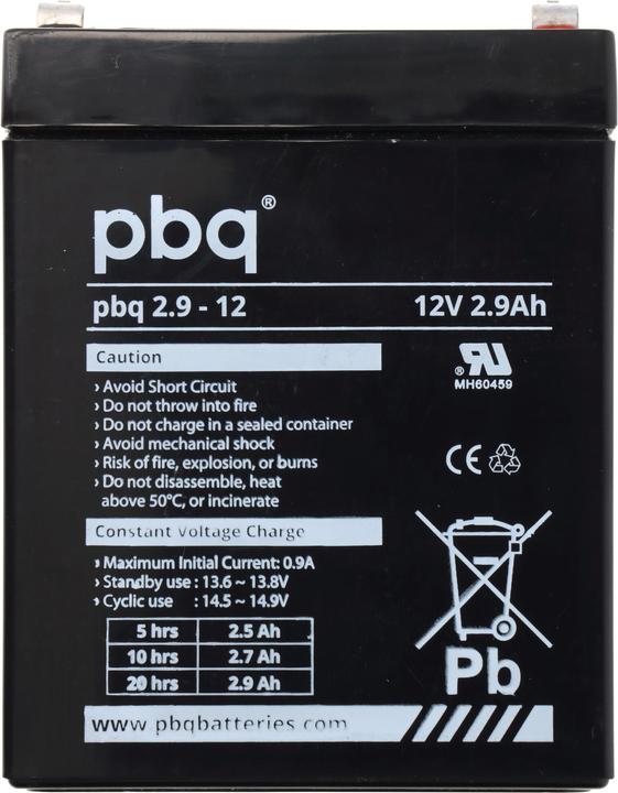 Produktbild PBQ Blei Akku 2,9-12, 12 Volt 2,9Ah, mit 4,8mm Faston Steckkontakten (12 V, 2.90 Ah)