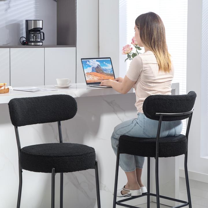 Produktbild Homcom Barhocker Polyester, Stahl Schwarz