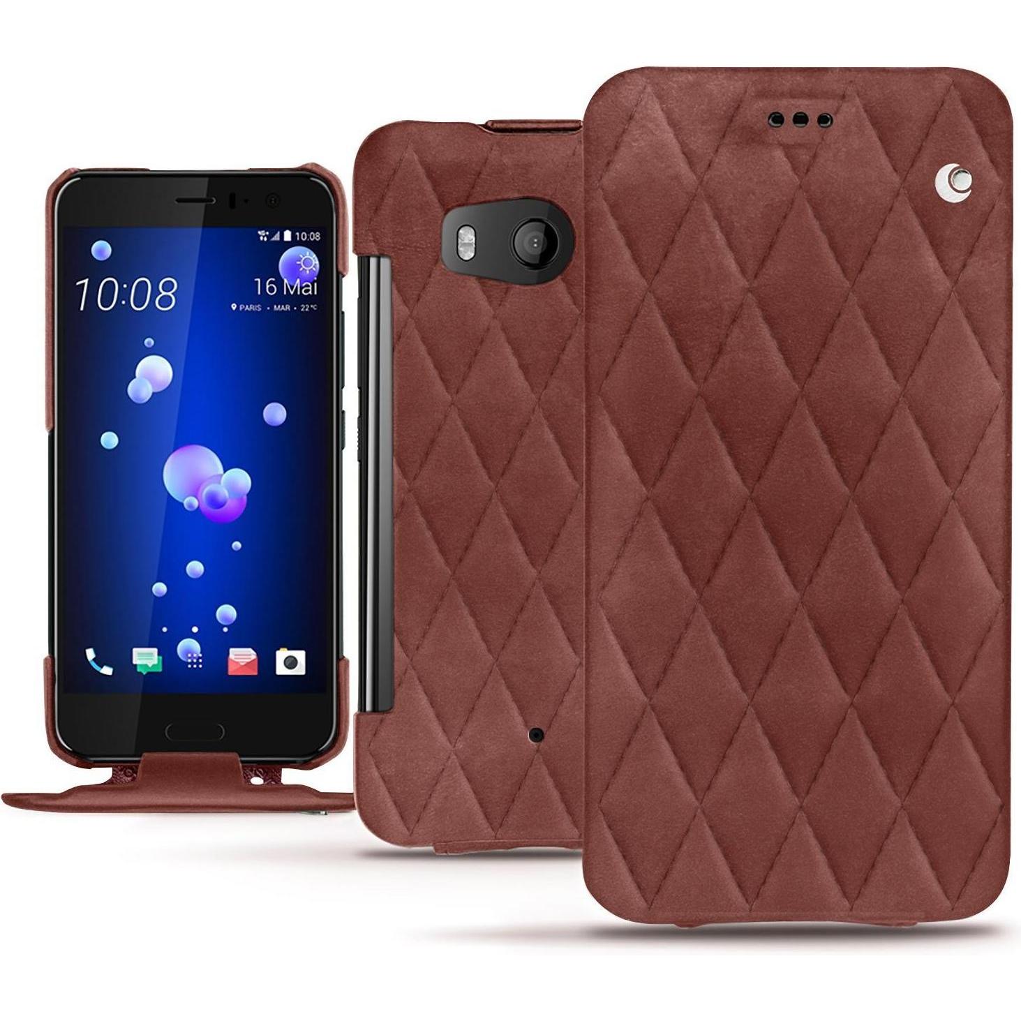 Noreve Lederschutzhülle vertikal (HTC U11), Smartphone Hülle, Rot