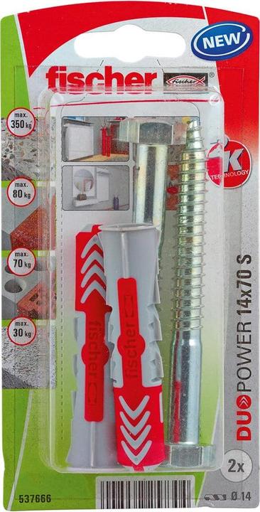 Actual product image Fischer SB Nylon plug Duopower with screw (2 pcs.)