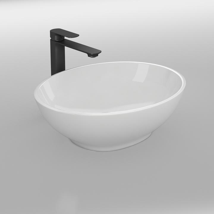 Produktbild Emke Aufsatzwaschbecken Ovales Waschbecken Keramik Waschbecken Waschtisch Weiss Glänzend 415x 335 x 1 (335 mm, 415 mm)