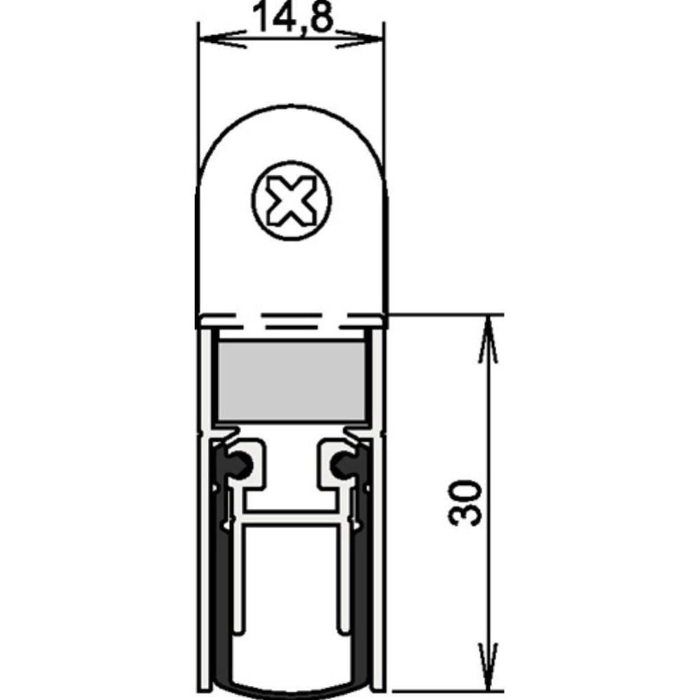 Athmer, Türdichtung, Türdichtung Schall-Ex DUO L-15 WS 1-382 2-seitig Länge 833 mm Aluminium silberfarben eloxiert Ho...
