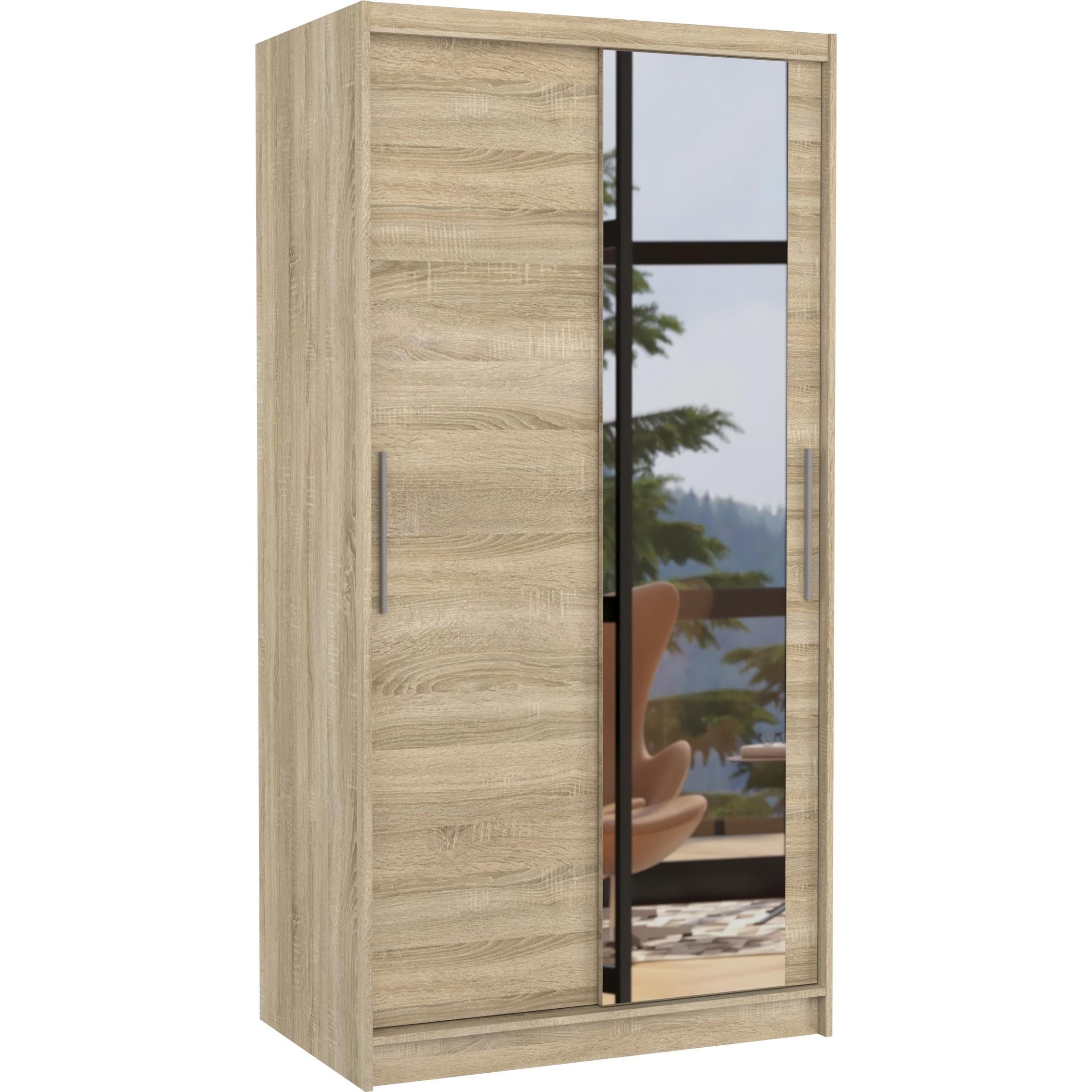 ADRK Furniture, Kleiderschrank, Verspiegelter Schiebeschrank BAROS 100