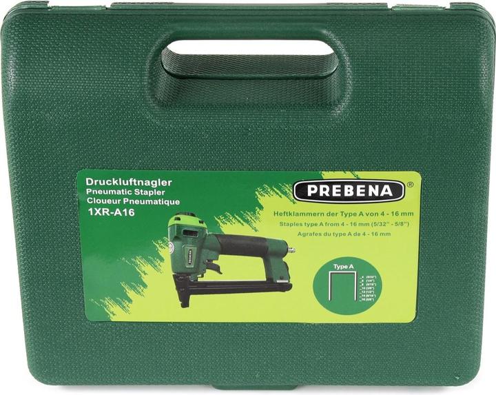 Actual product image Prebena 1XR-A16 Air pressure air nailer in carrying case + A-BOX 9,000 staples / Staples
