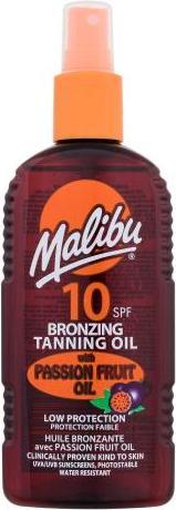 Malibu Huile bronzante Passion Fruit Oil SPF10 - Huile bronzante imperméable en spray avec Passion (Huile autobronzante, 200 ml)