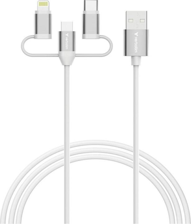 Produktbild Verbatim Kable Sync & Charge USB-A do Micro-B, USB-C, Lightning essentials 18W biały 32394 (1 m, USB 2.0, 18 W)