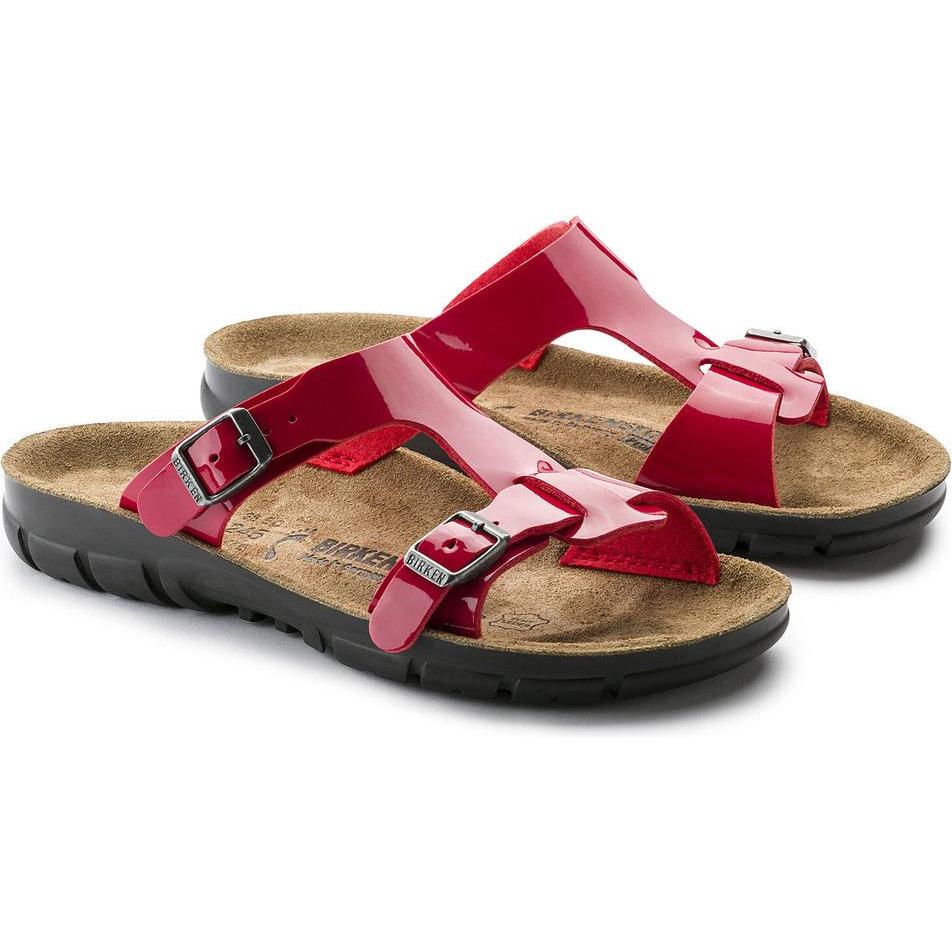 Birkenstock, Damen, Sandalen, Sofia Birko-Flor Weichbettung schmal, Rot, (40)
