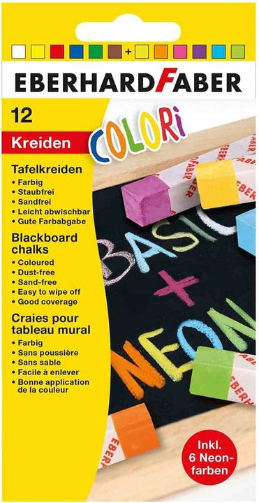 Faber-Castell Tafelkreiden COLORi 12er Neon und Basic Farben (12x)