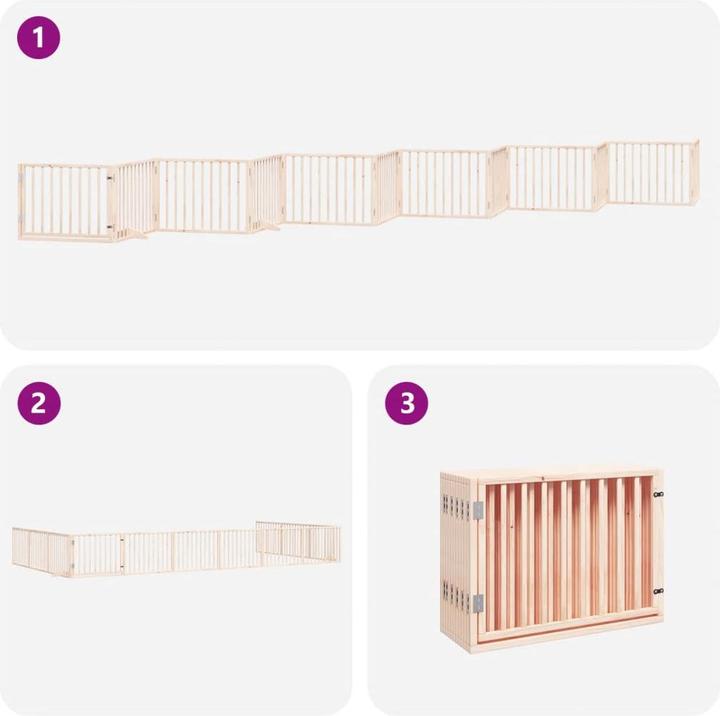 Produktbild vidaXL Hundetor mit Tür Absperrgitter Hunde Schutzgitter Faltbar 12-tlg. Holz (60 cm)