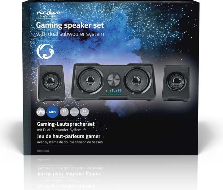 Image du produit Nedis Haut-parleurs de jeu | Canaux de haut-parleurs : 2.2 | Alimentation par USB | Prise 3,5 mm | 48