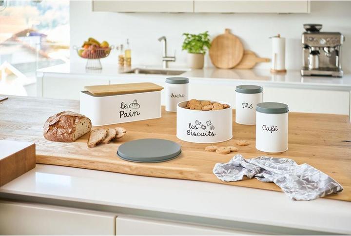 Actual product image Zeller Present Le Pain" bread bin, metal/bamboo, white