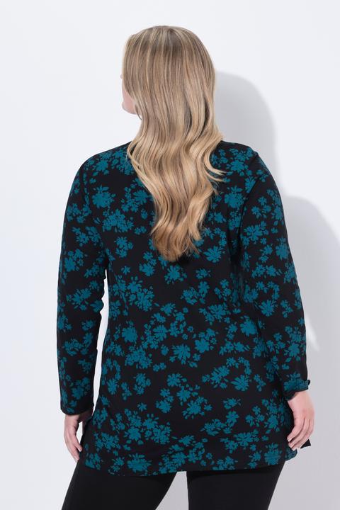 Produktbild Ulla Popken Longshirt, Blüten, A-Linie, V-Ausschnitt, Langarm (60)