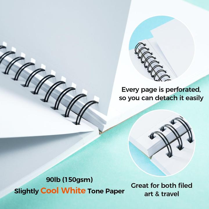 Actual product image Ohuhu Kunst-Skizzenbuch (auslaufsicher) - 150 g/m², 60 Seiten (Plain, Soft cover)