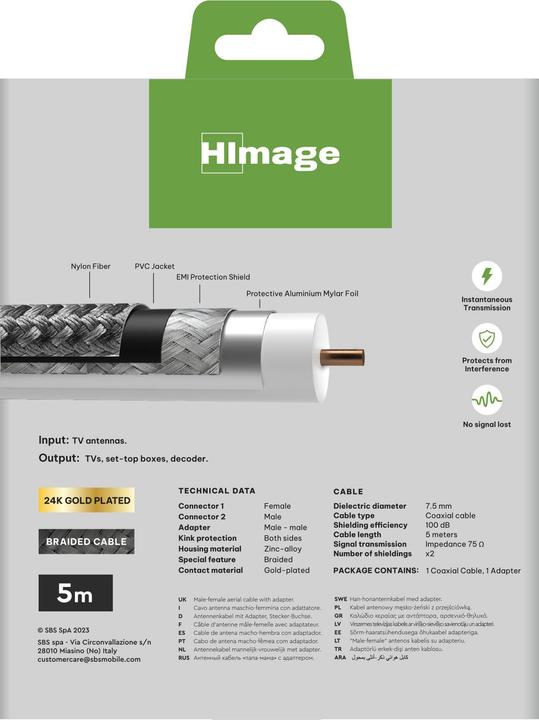 Actual product image SBS HIMAGE TV / Radio Antennenkabel 100dB, 5m (100 dB)