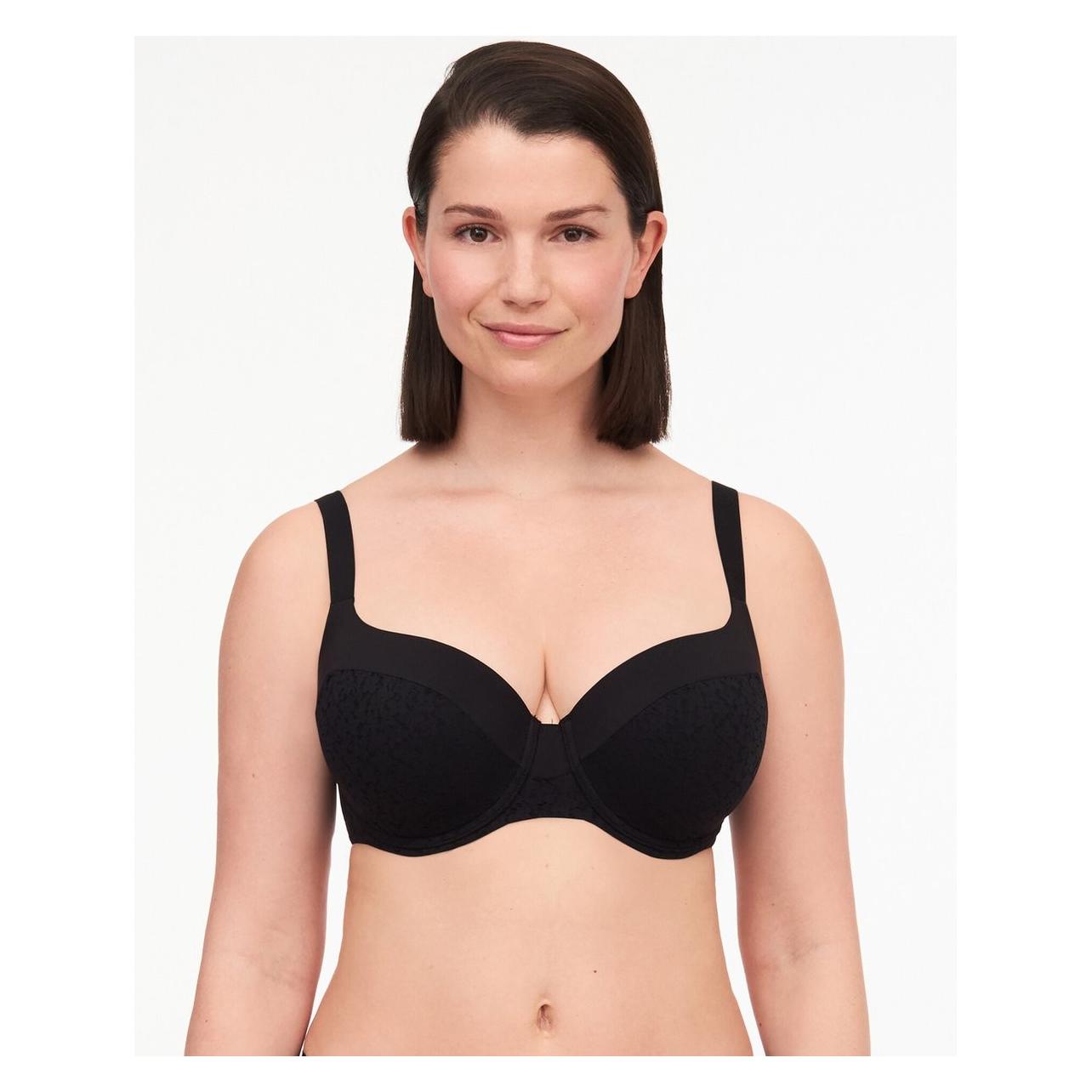 Chantelle, Bh's, T-shirt Beugel Bh - Voorgevormd - Norah - T-shirt Bh Met Brede Bh Band - 75C - Zwart, Zwart, (Een Eenheid Per Verpakking, 75 C)