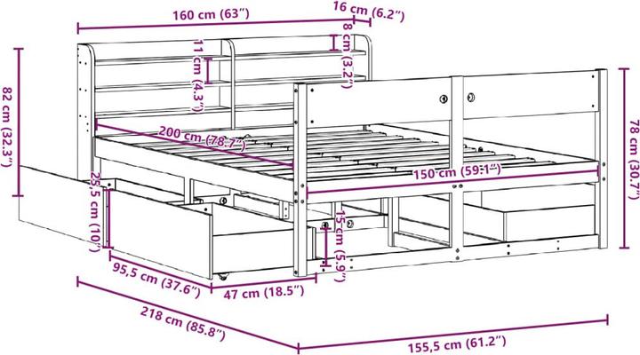Image du produit vidaXL Bettgestell (150 x 200 cm)