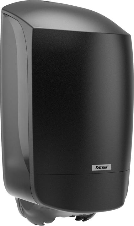 Katrin Dispenser di rotoli di asciugamani S con alimentazione centrale, in plastica nera e con funzione di