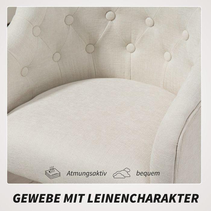 Produktbild Swisshandel24 Gepolsterter Bürostuhl, Schreibtischstuhl in Leinenoptik, goldfarbene Beine, höhenverstellbar, Beige