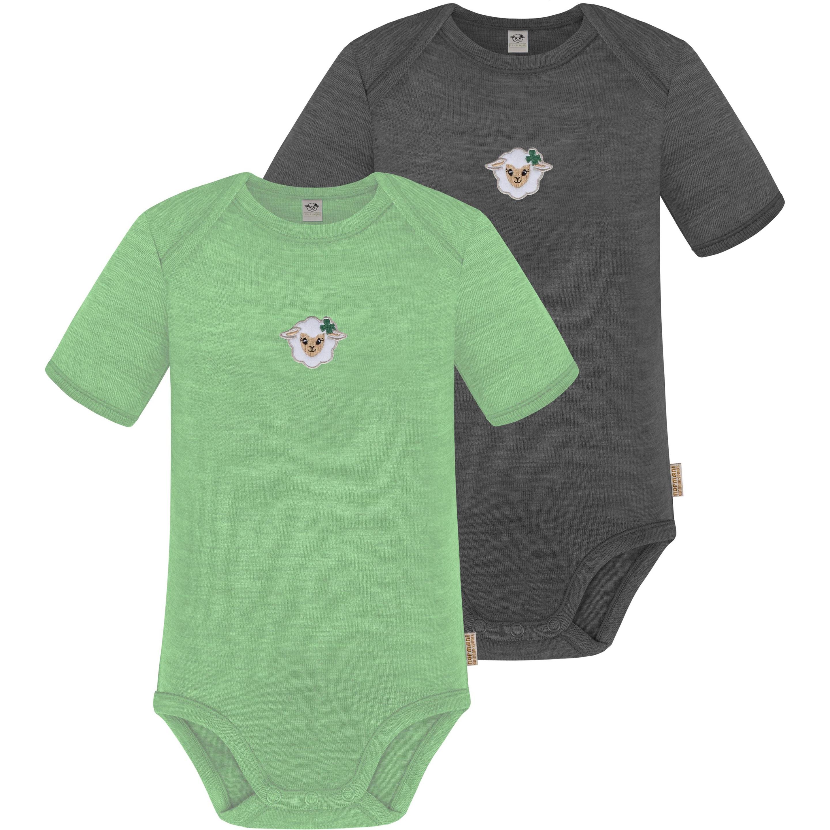Normani, Herren, Body, 2er Set Baby Merino Body Kurzarm „Tauranga" - 9293, Grün, (86)
