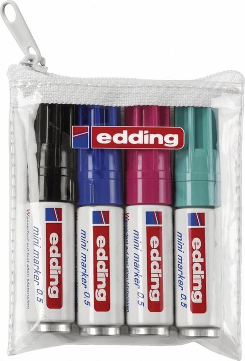 Edding MINI-MARKER - permanent (Mehrfarbig, 3 mm, 4 x)