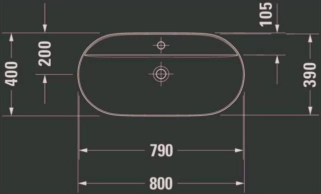 Produktbild Duravit Aufsatzbecken LUV o ÜL m HLB 800x400mm 1 HL gr sdm WG (400 mm, 800 mm)