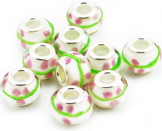 Produktbild Hermex Glas Bead versilbert 925 - Silbrig Weiss (Glas, Metalllegierung)