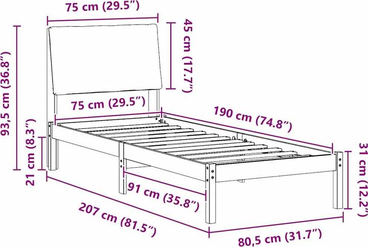 Image du produit vidaXL Bettgestell (75 x 190 cm)