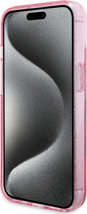 Produktbild Guess GUHMP15SHRSGSP iPhone 15 6.1" różowy/pink hardcase Ring Stand Script Glitter MagSafe (Apple iPhone 15)