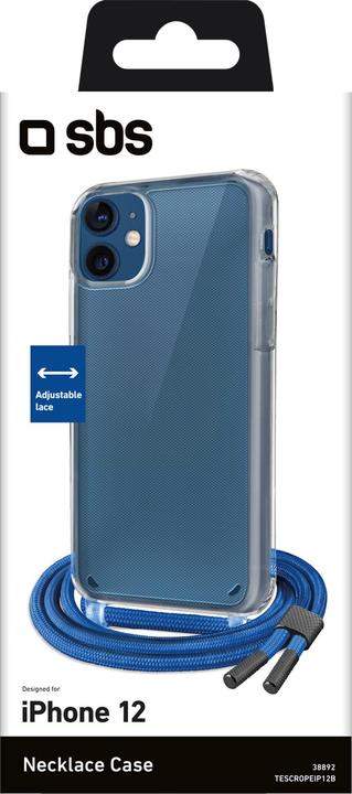 Actual product image SBS cover med halsrem til iPhone 12 / 12 Pro®. Gennemsigtig/blå (Apple iPhone 12, Apple iPhone 12 Pro)
