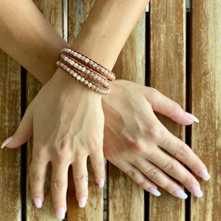 Image du produit Balibay Melina (52 cm, Pierre précieuse, Cuir, Pierre de lune, Pierre du soleil)