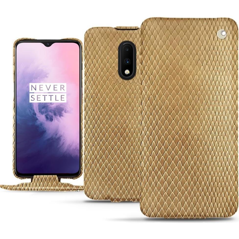 Noreve Lederschutzhülle vertikal (OnePlus 7), Smartphone Hülle, Beige
