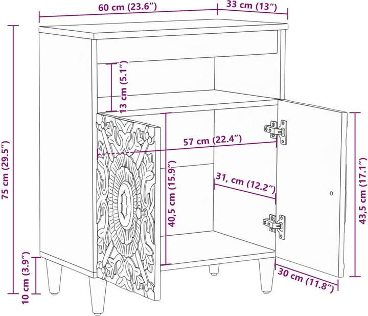 Produktbild vidaXL Modernes Sideboard (60 x 33.50 x 75 cm)