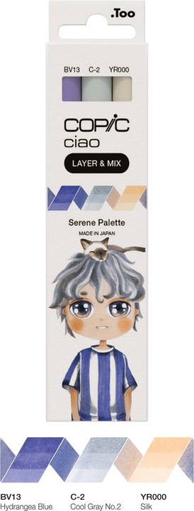Produktbild Copic CIAO - Marker (C-2 Cool Gray No. 2, YR-000 Silk, BV-13 Hydrangea Blue, 6 mm, 3 x)