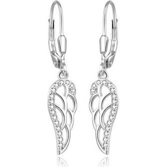 Beneto, Ohrringe, Elegant silver earrings with clear zircons Angel wings AGUC2585L (L)