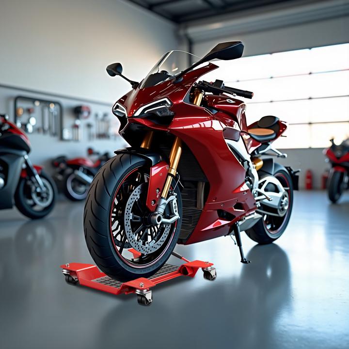 Produktbild Wiltec Motorrad Rangierhilfe Rangierschiene Rangierplatte Parkhilfe Motorradständer (42 cm, 7.50 cm)