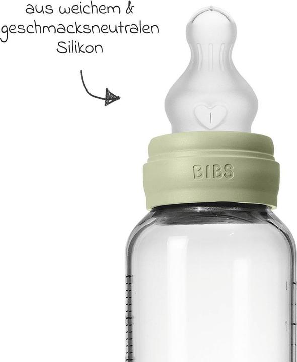 Actual product image Bibs Babyflaschen Glas-Flasche Baby Bottle Round 240 ml + Silikon-Trinksauger (240 ml)