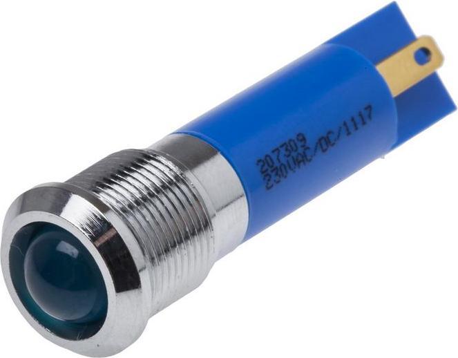 Actual product image RS PRO 12mm blue LED bright satin chr,230Vac