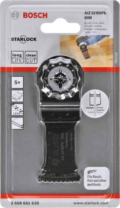 Actual product image Bosch Professional Zubehör BIM plunge cut saw blade AIZ 32 BSPB, Hard Wood, 50 x 32 mm, pack of 5
