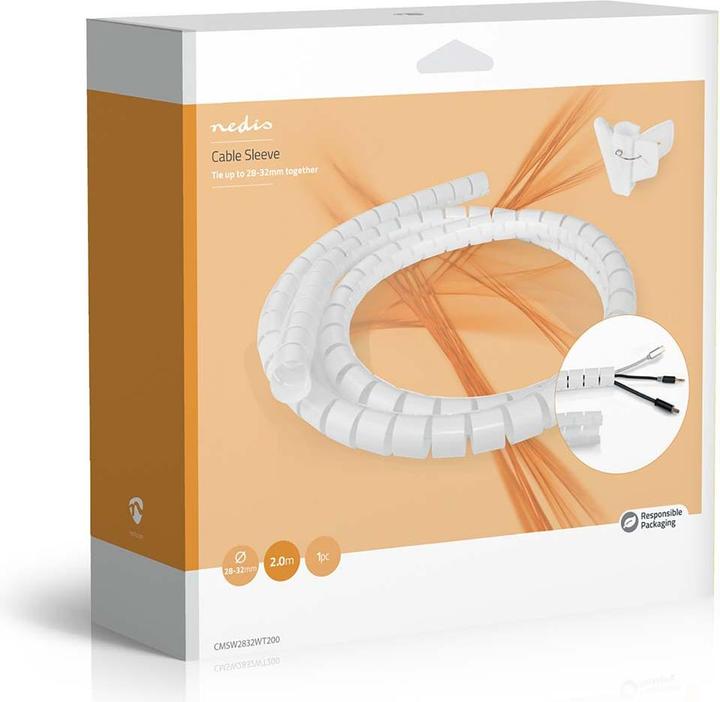 Produktbild Nedis Kabelmanagement Hülse 2.00 m 1 Stück max. Kabeldicke: 32 mm PE Weiss (Kabelschlauch, 200 cm)