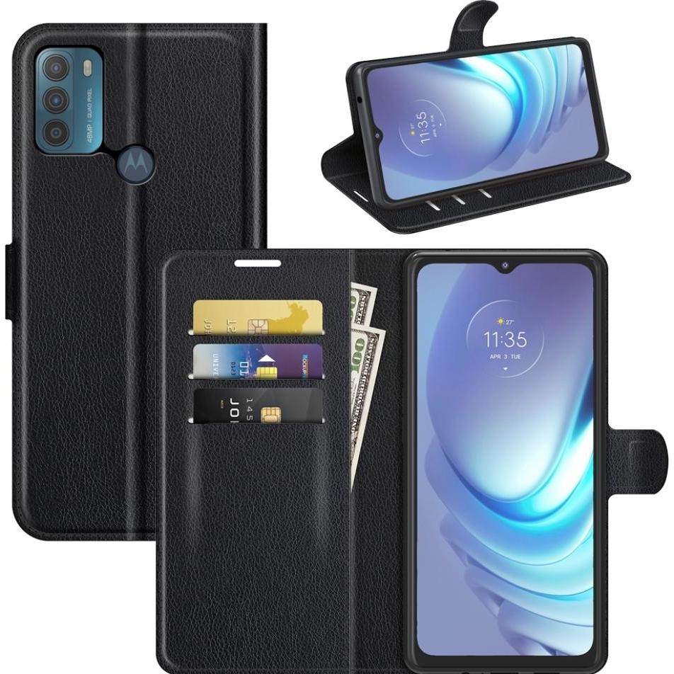 Screenguard Motorola Moto G50 Leather Guard Lederhülle (Motorola Moto G50), Smartphone Hülle, Schwarz