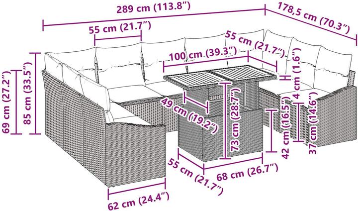 Produktbild vidaXL Garten-Dining-Set (100 x 55 x 73 cm)