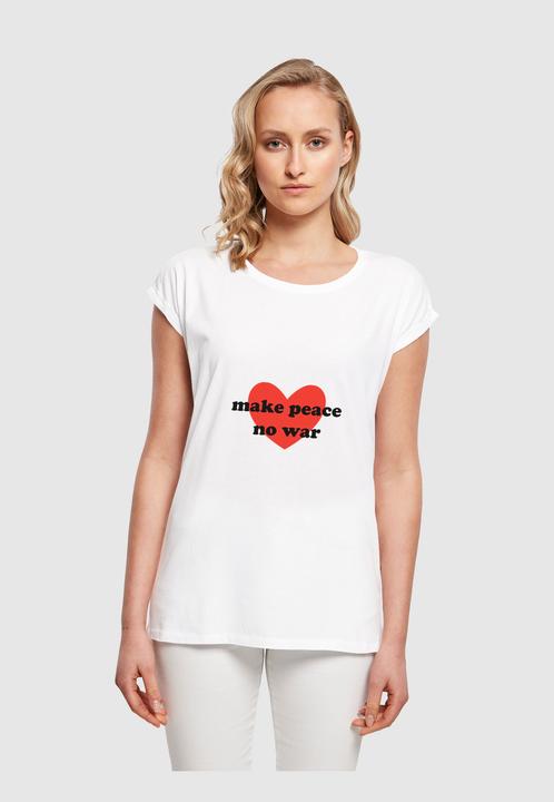 Produktbild Merchcode Ladies Peace - Red Heart White Extended Shoulder Tee - 161435 (S)