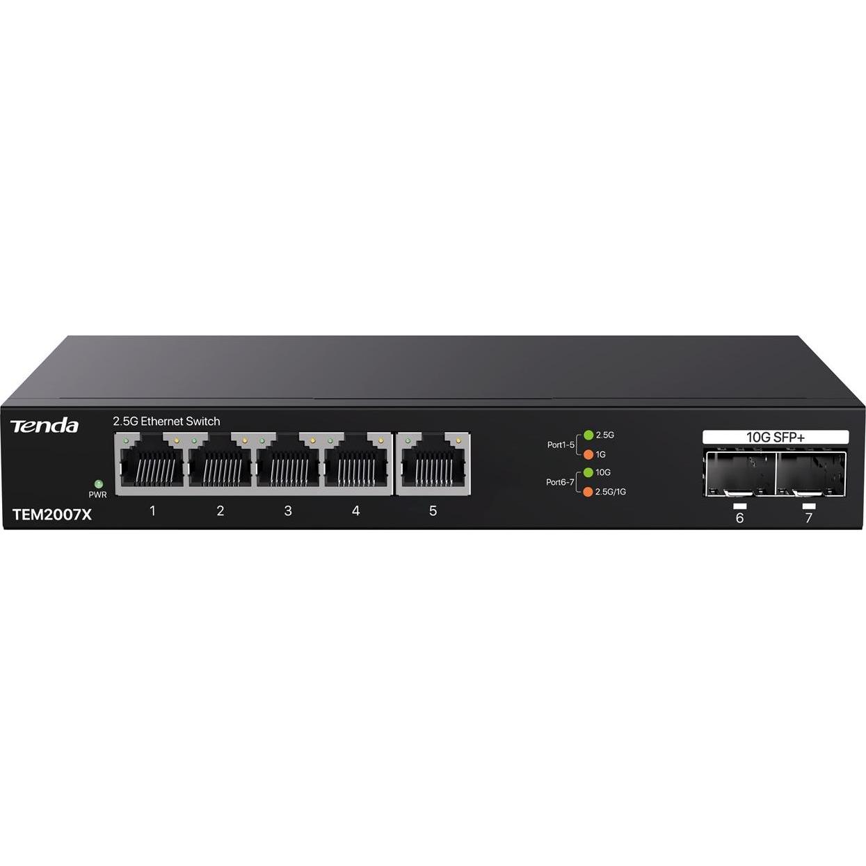 Tenda TEM2007X Ethernet Switches 2.5 Gigabit 5 (5 Ports), Netzwerk Switch, Schwarz